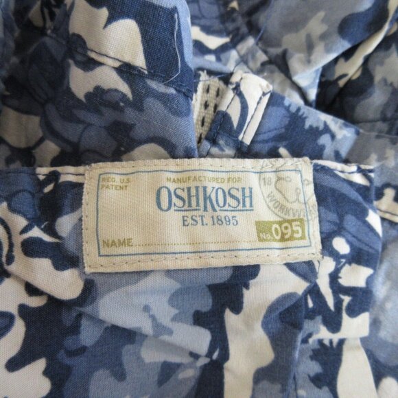 Vintage OshKosh Shirt Boys Sz 5 Button-Up Short Sleeve Shirt Blue Camo Collared - Picture 7 of 8